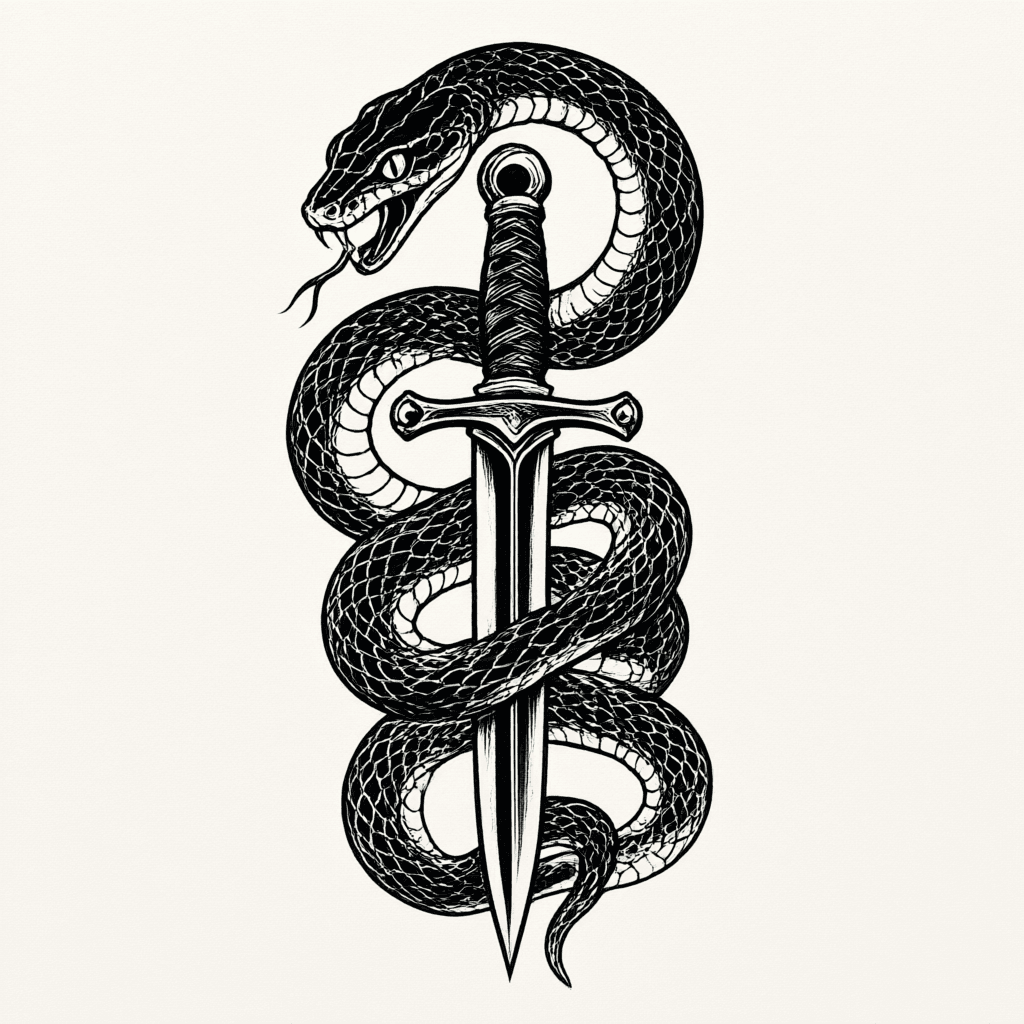 Blackwork tattoo flash design